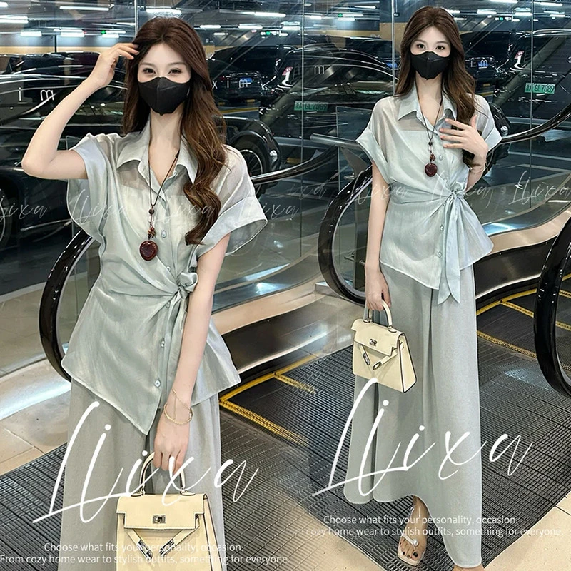 时尚套装女2025夏季新款洋气显瘦设计感吊带短袖上衣半身裙三件套