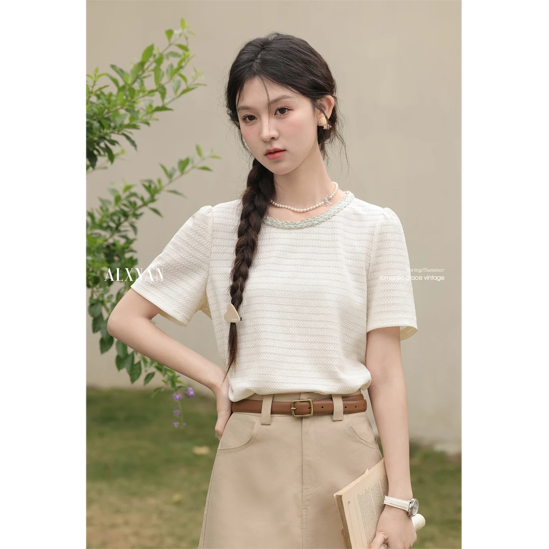 【达人】鹿向南「夏日微风」短袖t恤女正肩上衣2025夏季新款L53306