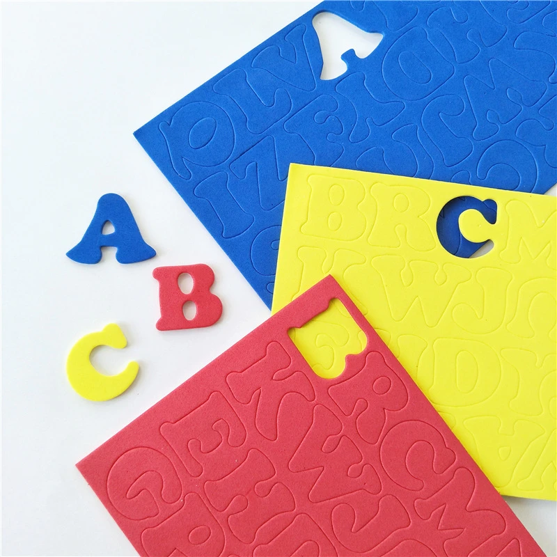 彩色字母金葱粉EVA海绵贴纸 儿童大小写英文字母数字认知多种款式