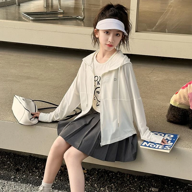 巴拉童年女童防晒衣夏装2025新款儿童轻薄连帽外套中大童女孩冰丝