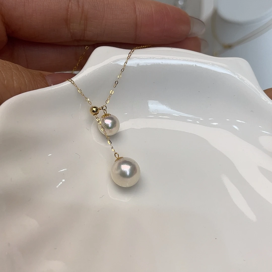 项链18K金镶嵌海水珍珠
