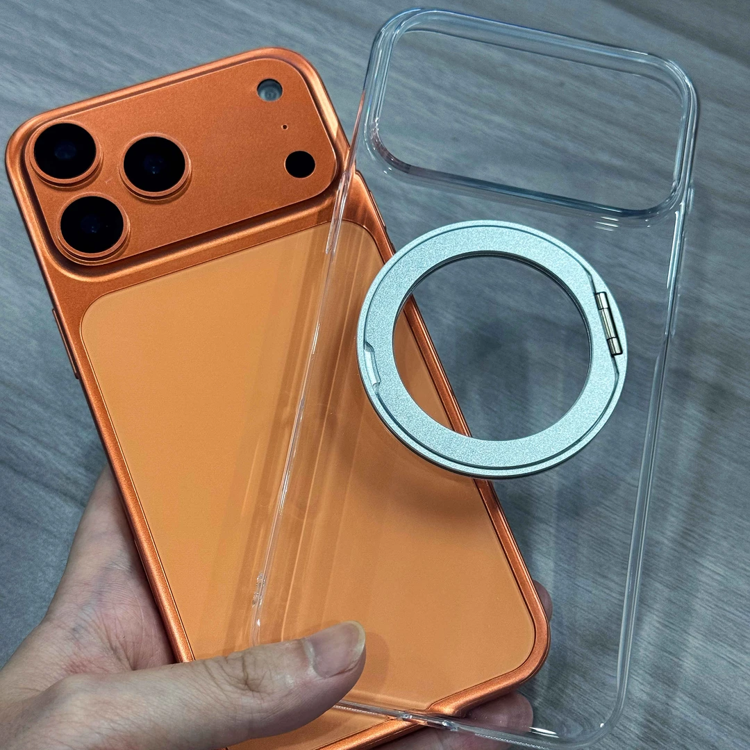 苹果iphone17promax手机壳磁吸支架MagSafe极简主义透明气囊防摔