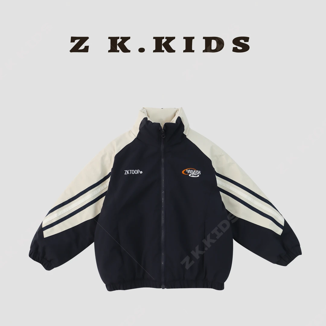 【Z＆K】冬季男童夹棉保暖冲锋衣中大童纯色简约休闲外套ZK-3221100