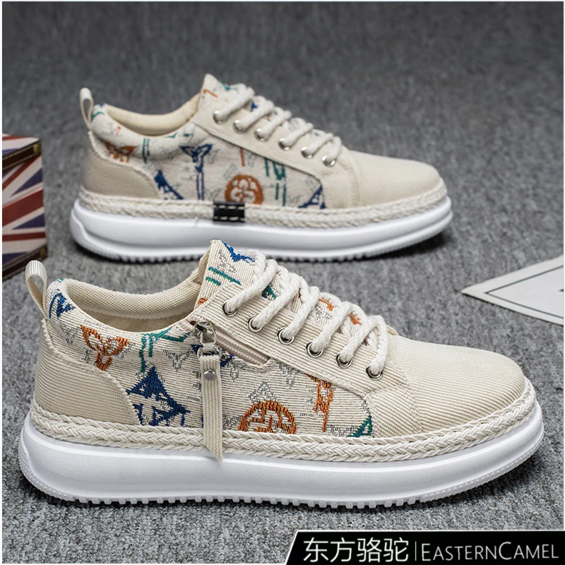 东方骆驼鞋子男款2025秋季透气防滑休闲鞋男士轻便潮流帆布运动鞋