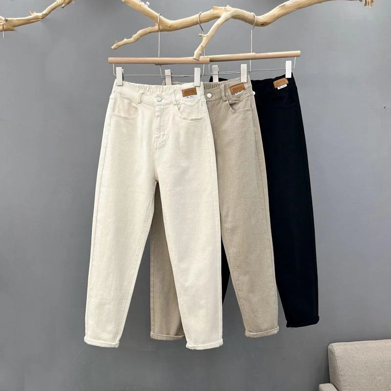 老爹裤女秋冬保暖百搭高腰宽松加绒加厚休闲裤哈伦裤长裤裤子9962