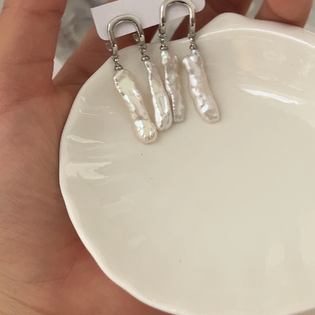 合金淡水珍珠耳饰