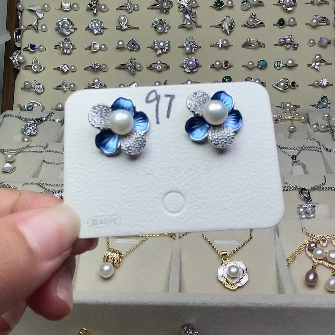 淡水珍珠耳饰银S925镶嵌