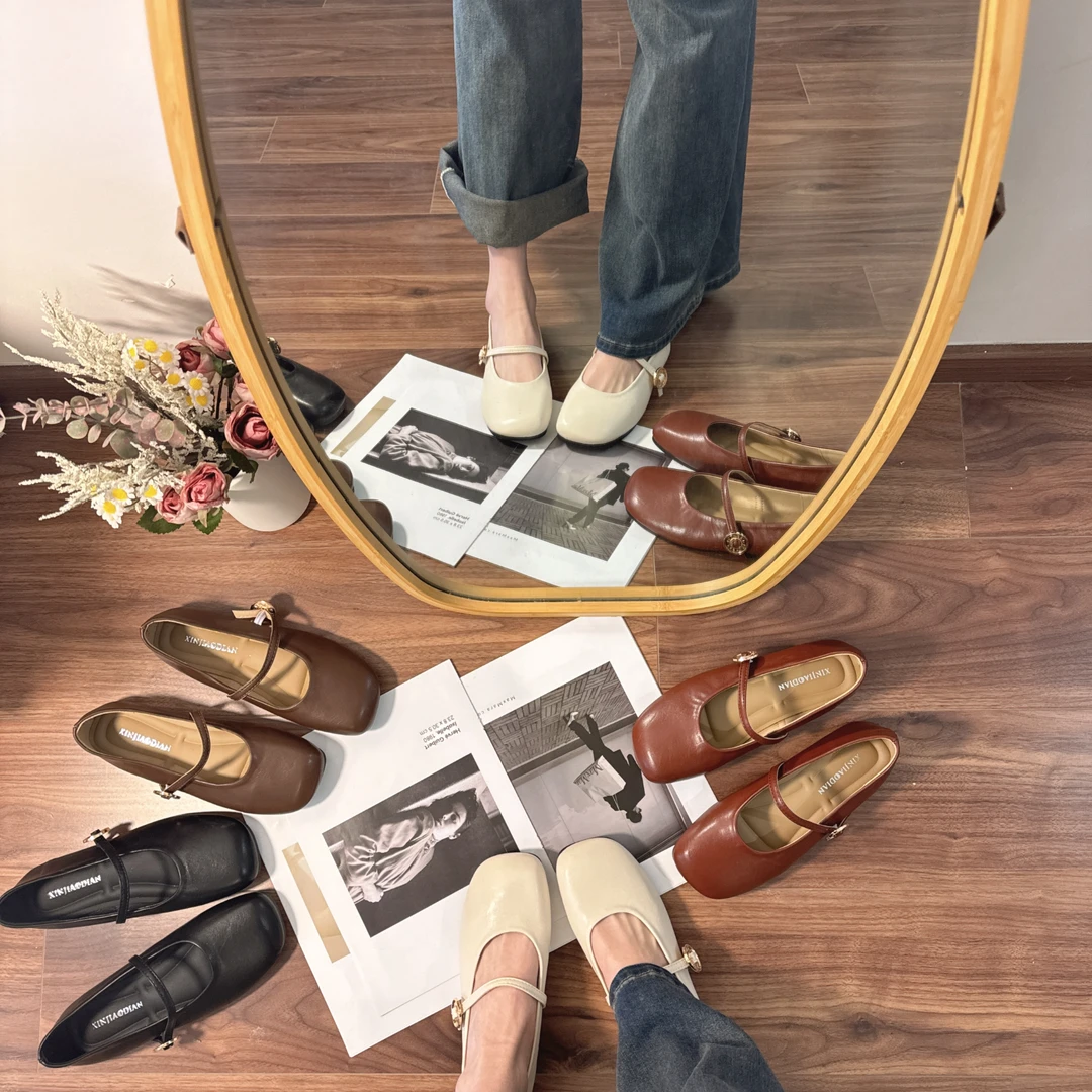 【迦迦】浅口单鞋女春季2025新款百搭平底豆豆鞋仙女风玛丽珍晚晚鞋