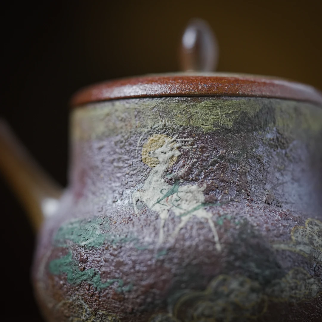 九色鹿-观羽柴烧-二式壶-紫砂（观羽0313）