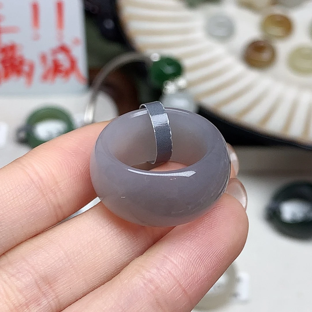 未镶嵌戒指和田玉16号 粉紫