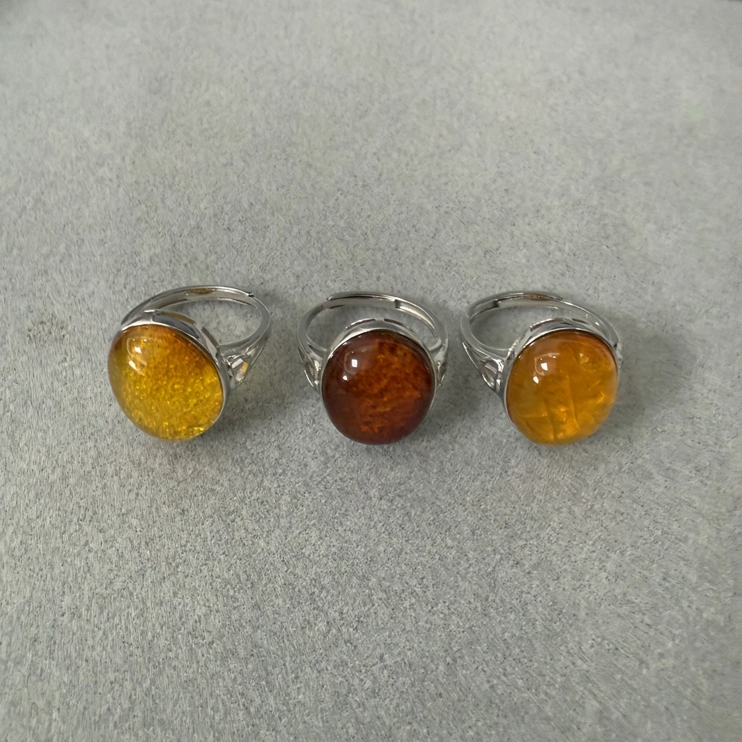 925银亚克力戒指 原矿原皮亚克力戒指S925银#6117