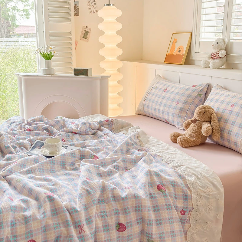 夏季法式花边双层纱空调被柔软水洗夏凉被南法风情