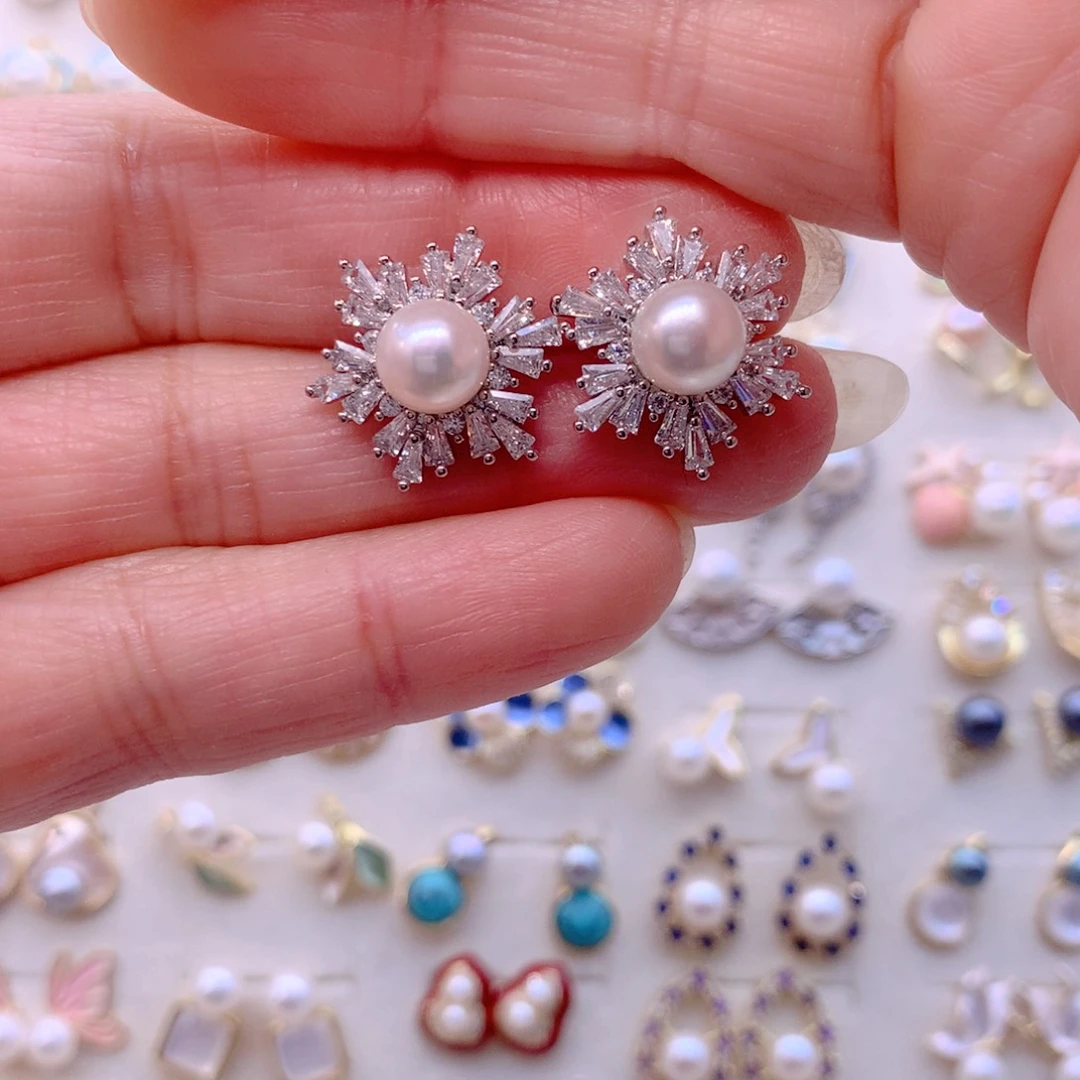 合金淡水珍珠耳饰