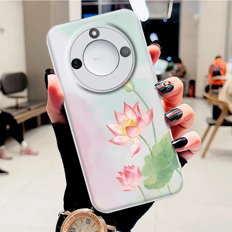 适用荣耀X60水凝壳x60pro手机壳好运莲花时尚新款防刮防摔保护套