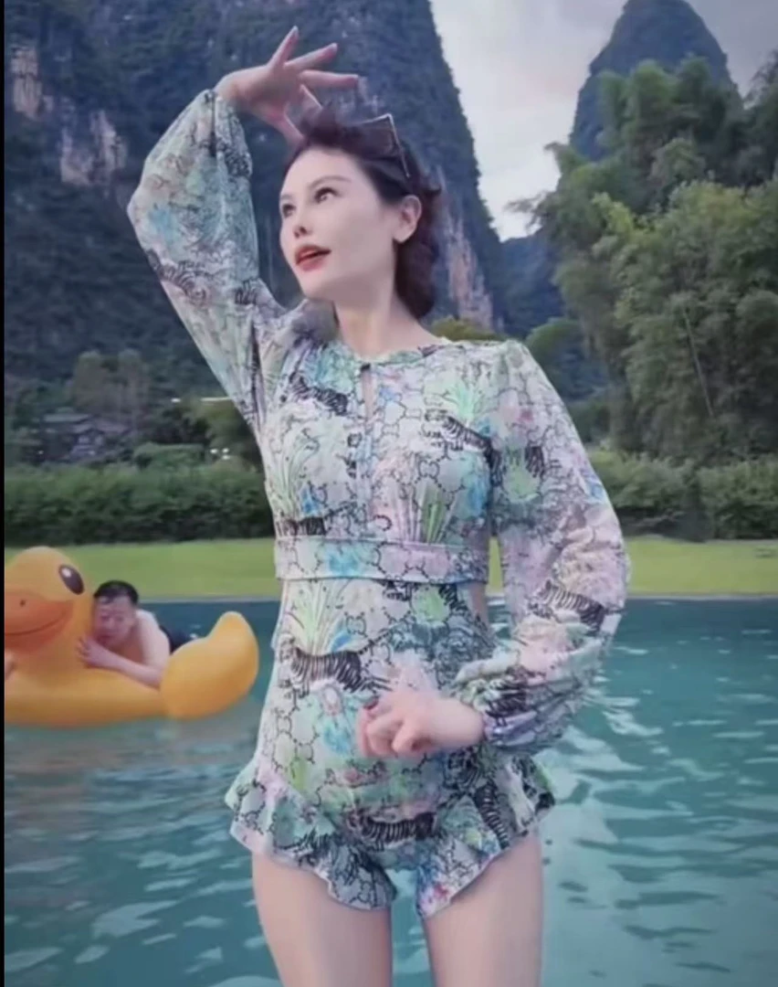 【小影夫妇专属】女士连体长袖防晒显瘦遮肉性感气质时尚高级泳衣