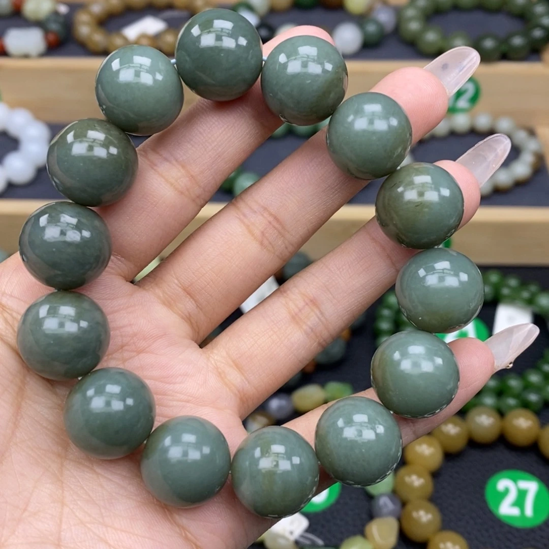 和田玉手链未镶嵌且末蓝16mm