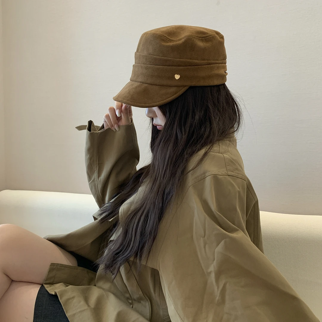 【野草莓公园】麂皮绒报童帽女2025新款秋冬气质马术帽复古帽子ins