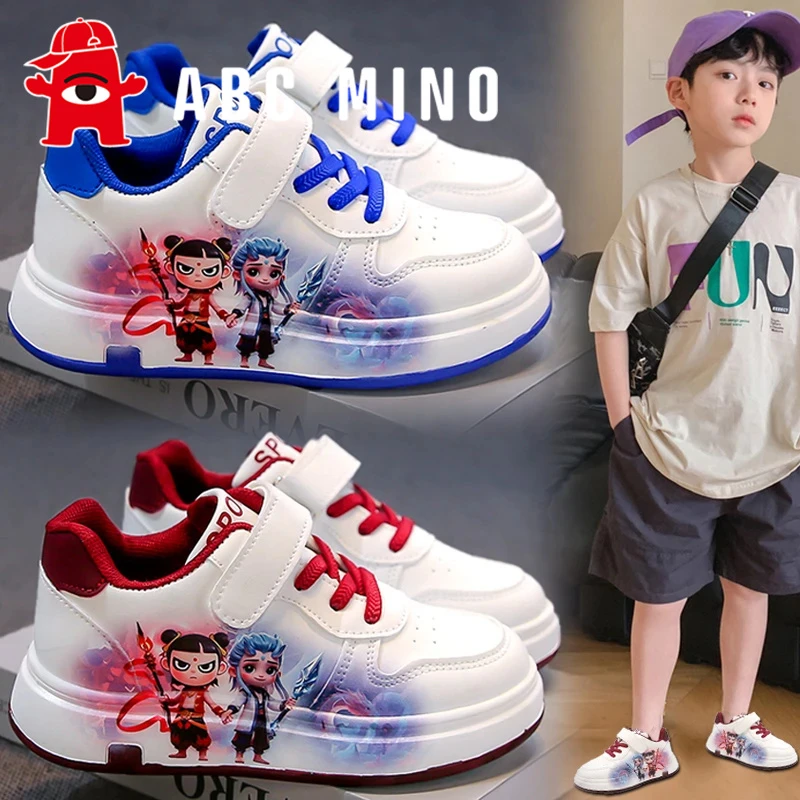 ABC MINO儿童运动鞋男童鞋夏季男孩哪吒透气小白鞋中大童防滑板鞋