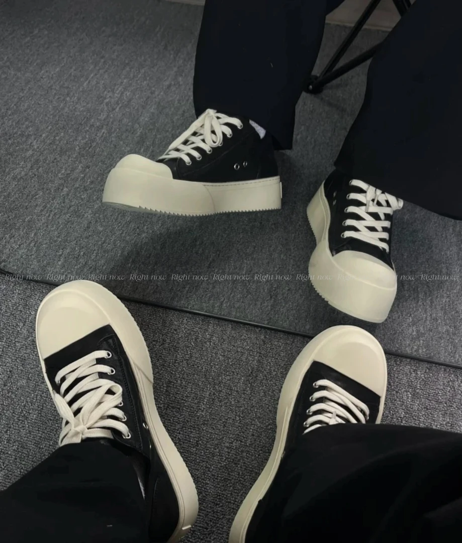 情侣同款大头德比鞋男士新款厚底休闲复古潮鞋极简奶香底百搭板鞋