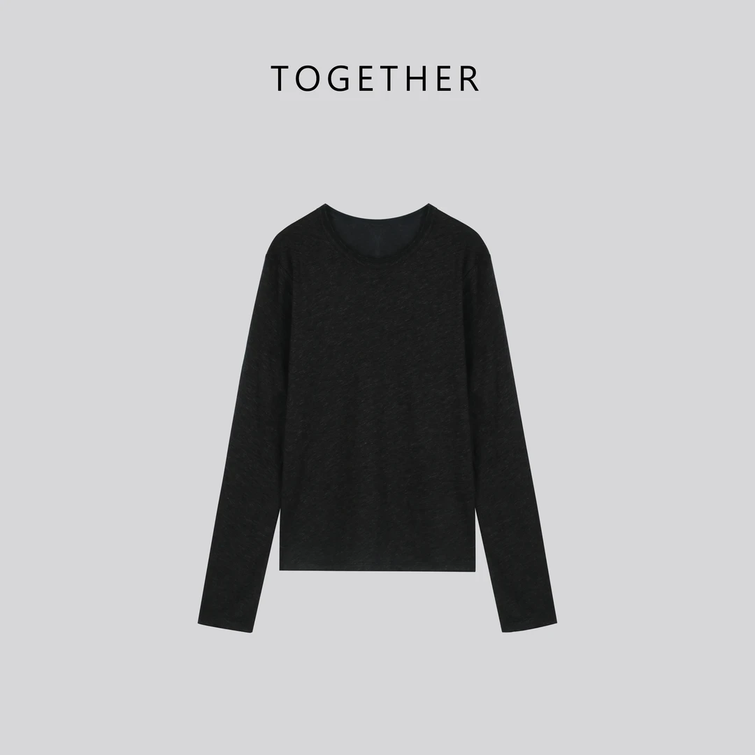 【Together】 · 北茶 · 秋季正肩圆领长袖T恤百搭上衣CT446277-1