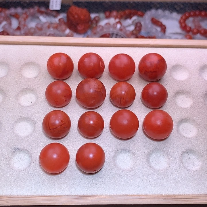 南红玛瑙未镶嵌珠宝半成品微瑕单珠14