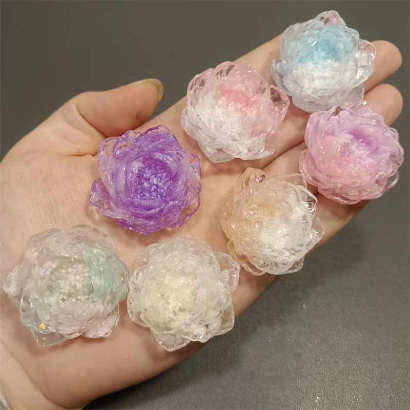 【许愿+对碰】卡35冰透夏日碗莲萤火虫夜光饰品树脂花DIY配件
