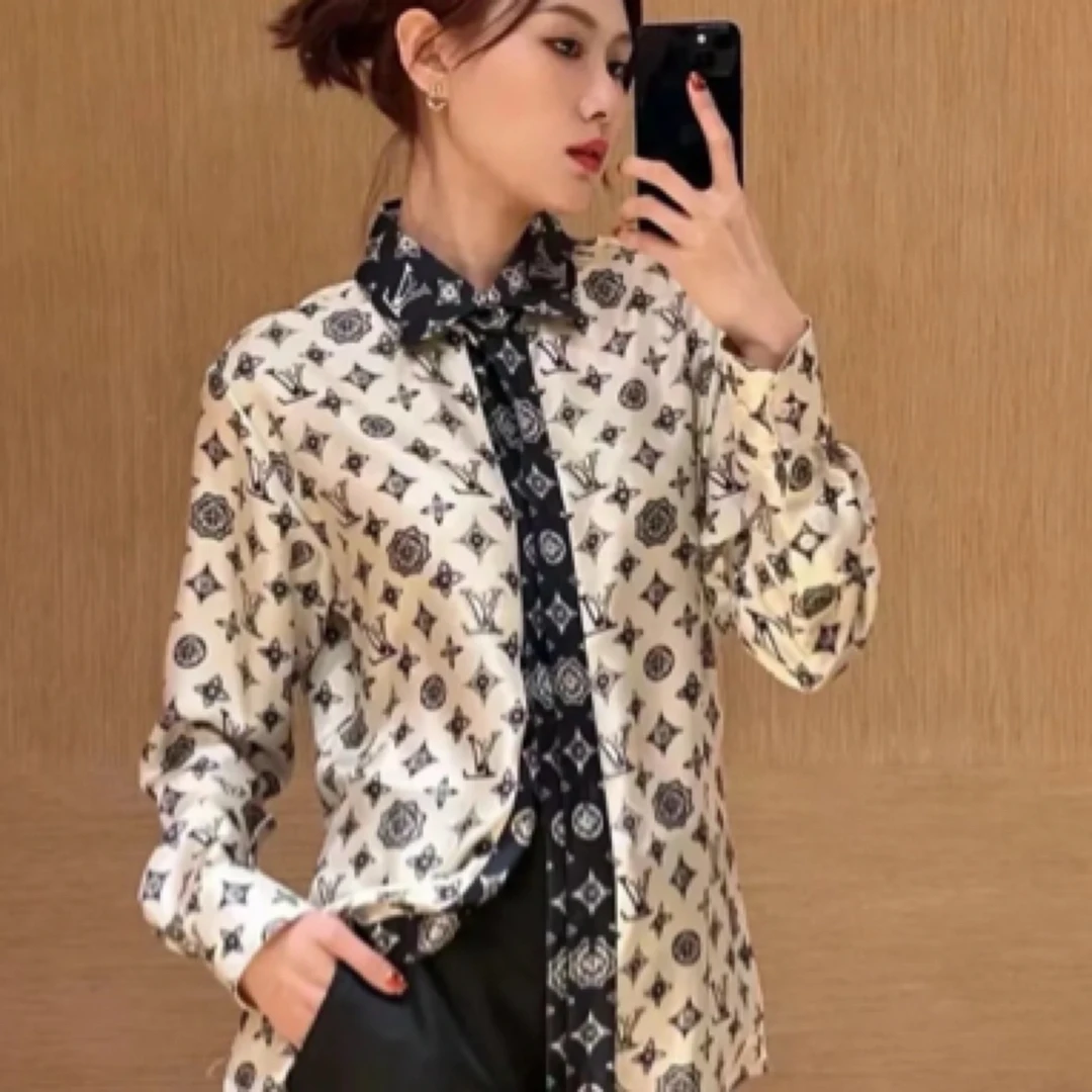 未使用 LouisVuitton/路易威登 25ss桑蚕丝可拆卸领衬衫m码/38454