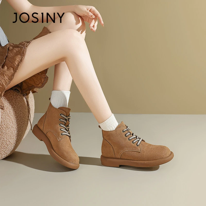 卓诗尼复古百搭马丁靴女大黄靴2024新款高帮勃肯鞋子圆头休闲短靴