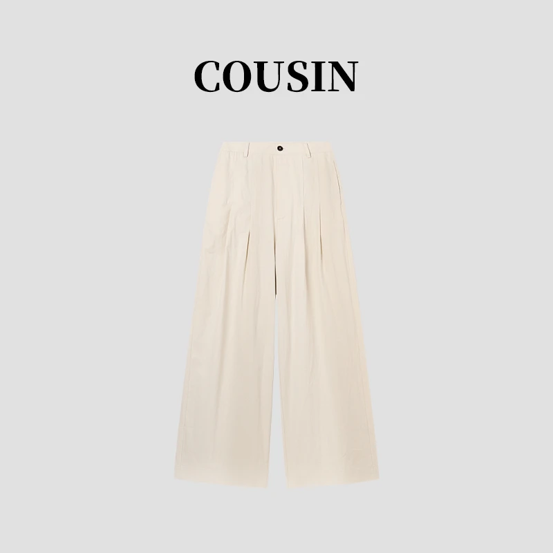 高腰阔腿纯棉纯色高级感显瘦休闲裤 1225