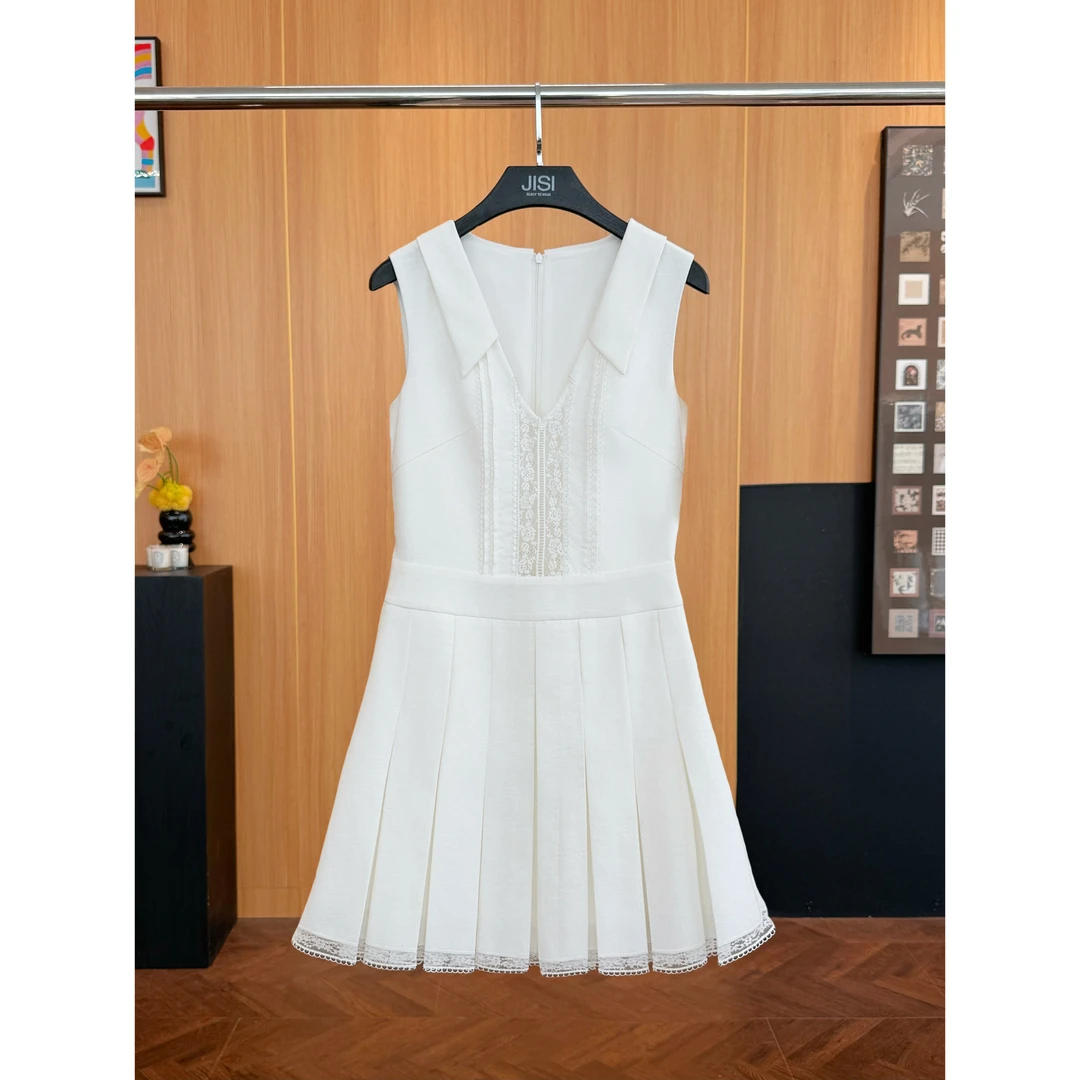 JISI SST+蕾丝拼接无袖连衣裙-L25173