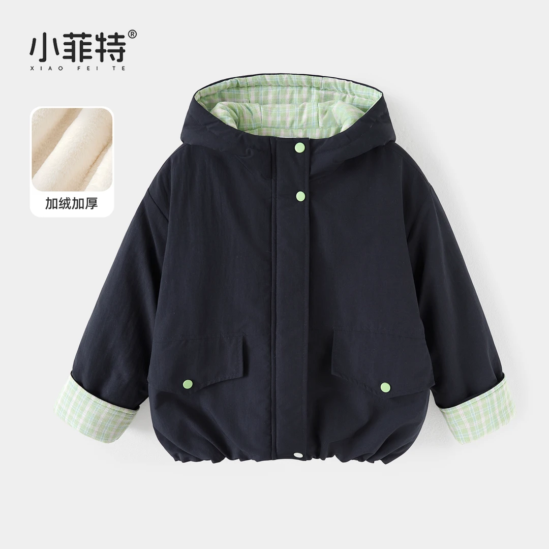 小菲特女童冬加厚连帽外套中大童保暖上衣儿童休闲棉服BGYD57562