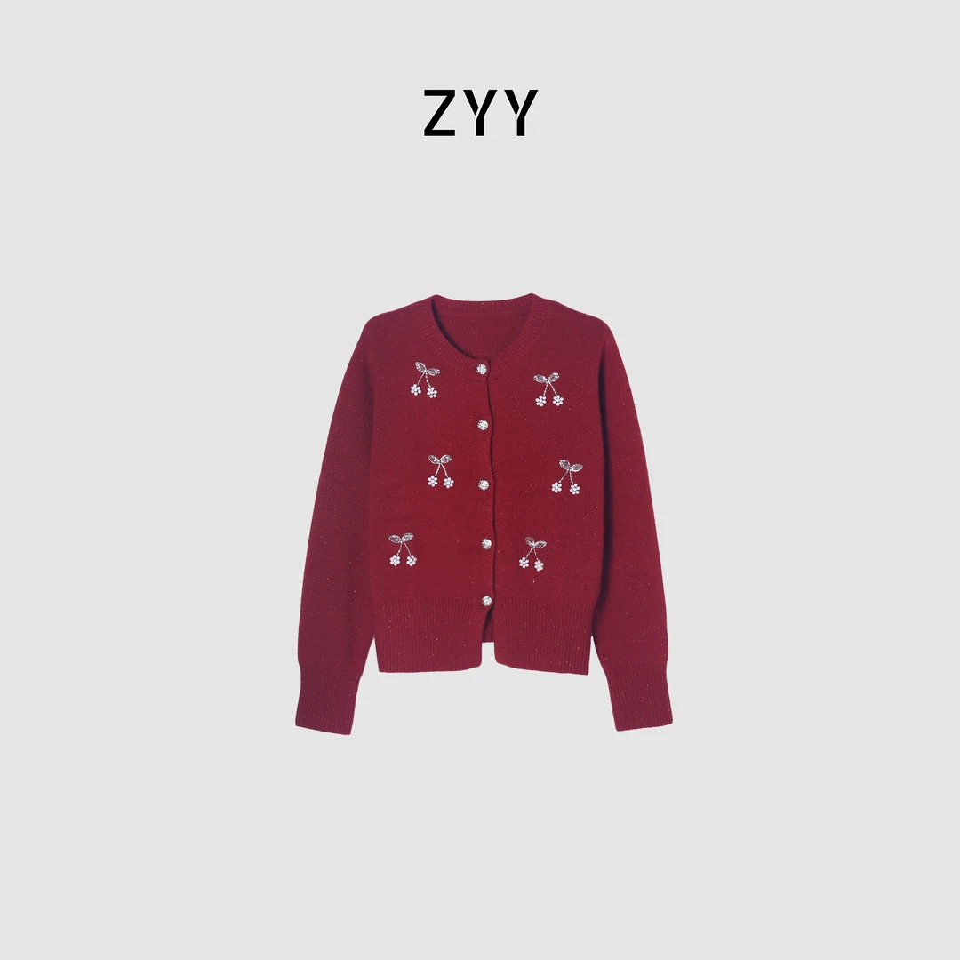 ZYY【圣诞之夜】2025S/S新品钉珠红樱秋冬设计师红色X25DMY04854