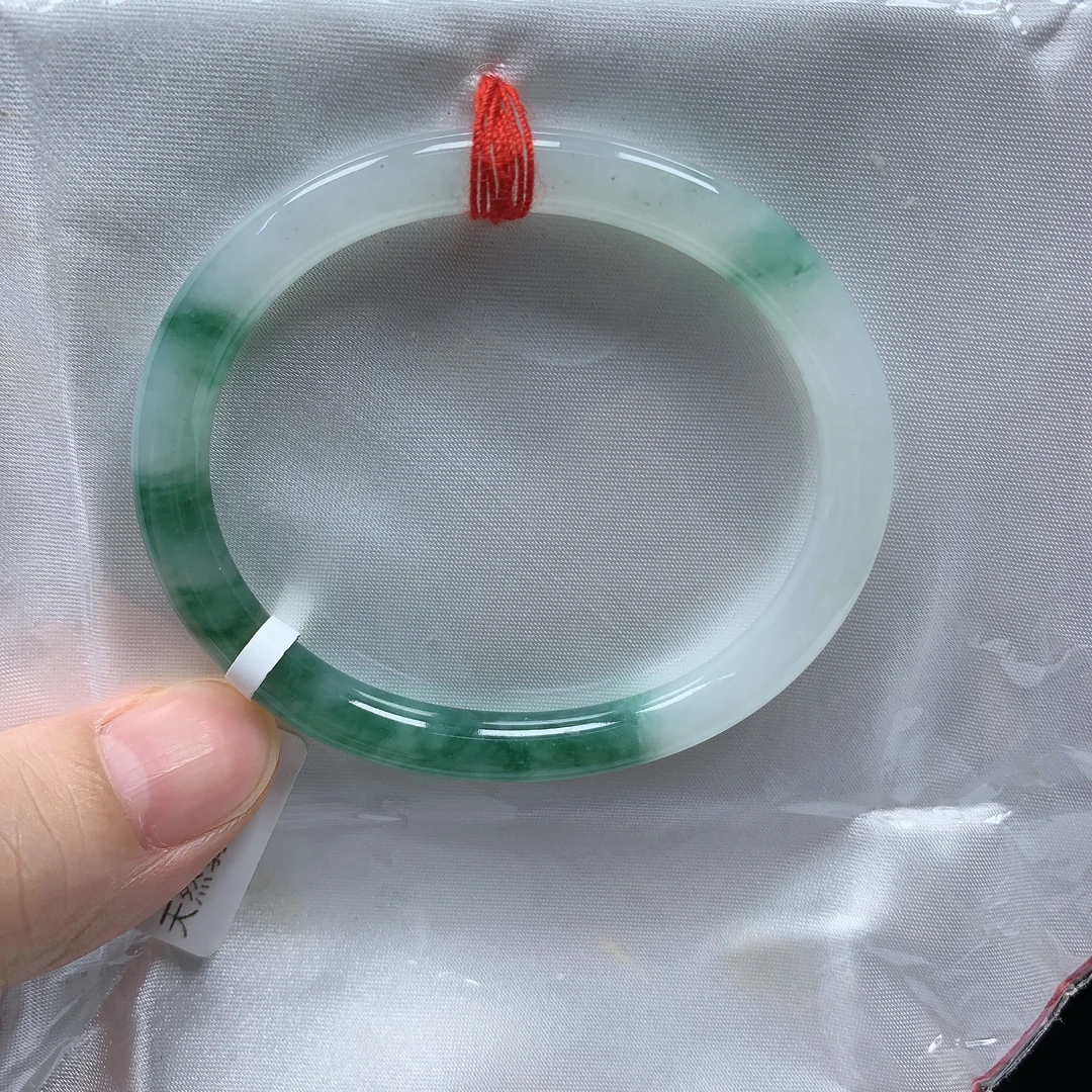 53圈飘花贵妃有裂缅甸天然翡翠A货贵妃手镯少女款时尚百搭玉镯