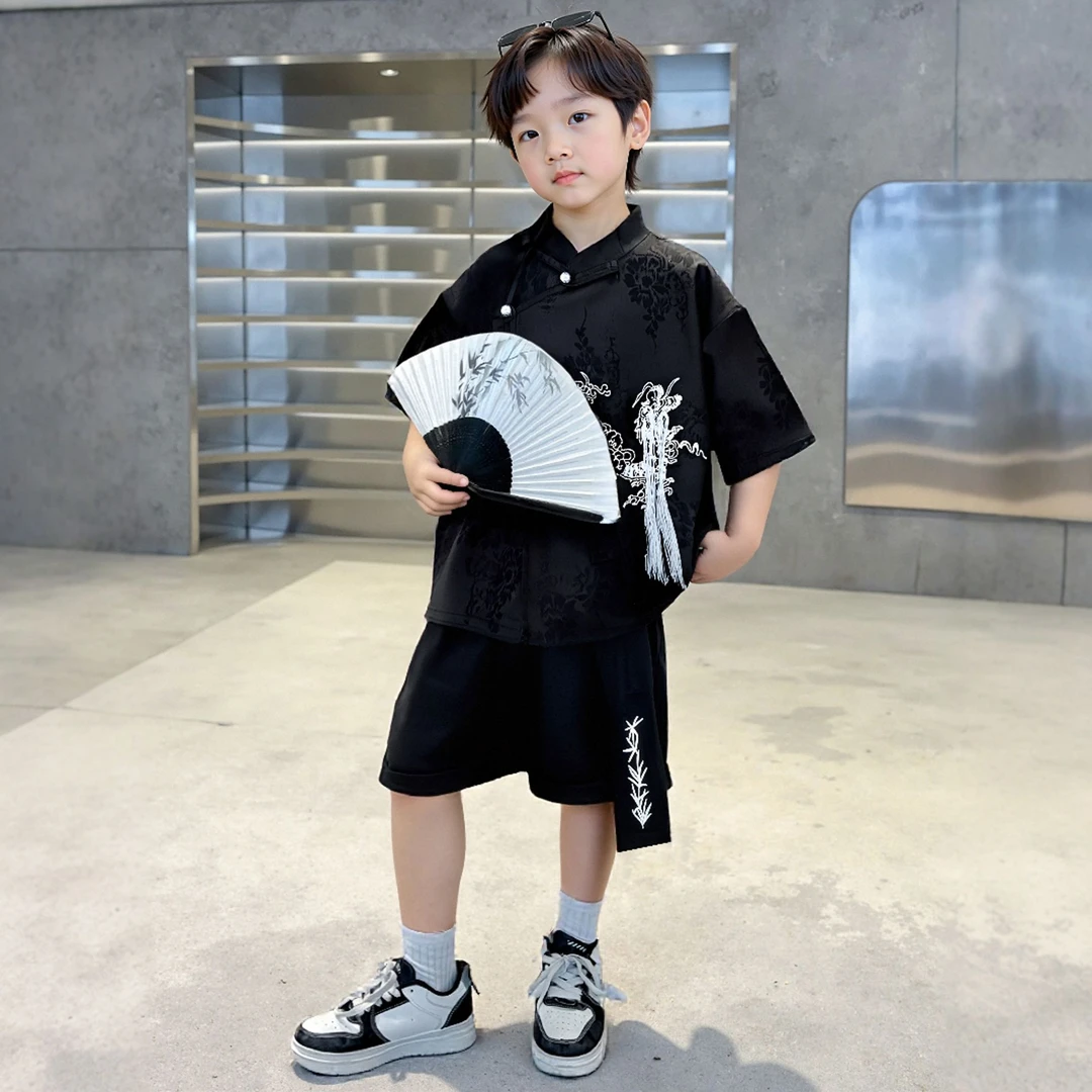 儿童汉服套装男童国风古装2025新款休闲韩版 WG28406悠悠童话童装