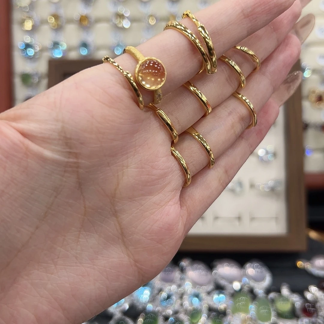 一****戒指银S925镀金镶嵌黄晶