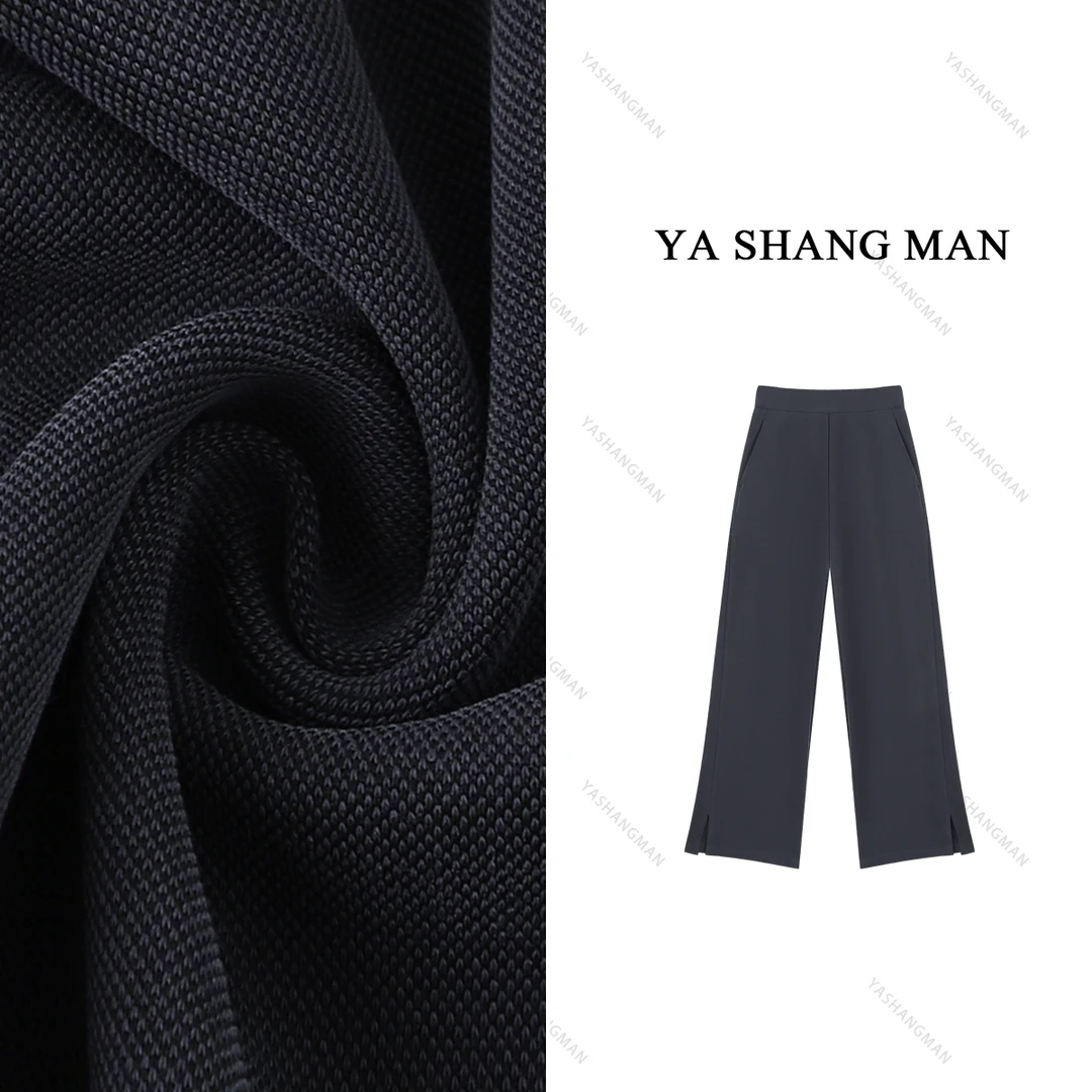 【LULU同款】YASHANGMAN2025夏季新款高腰珠地阔腿显瘦休闲裤908
