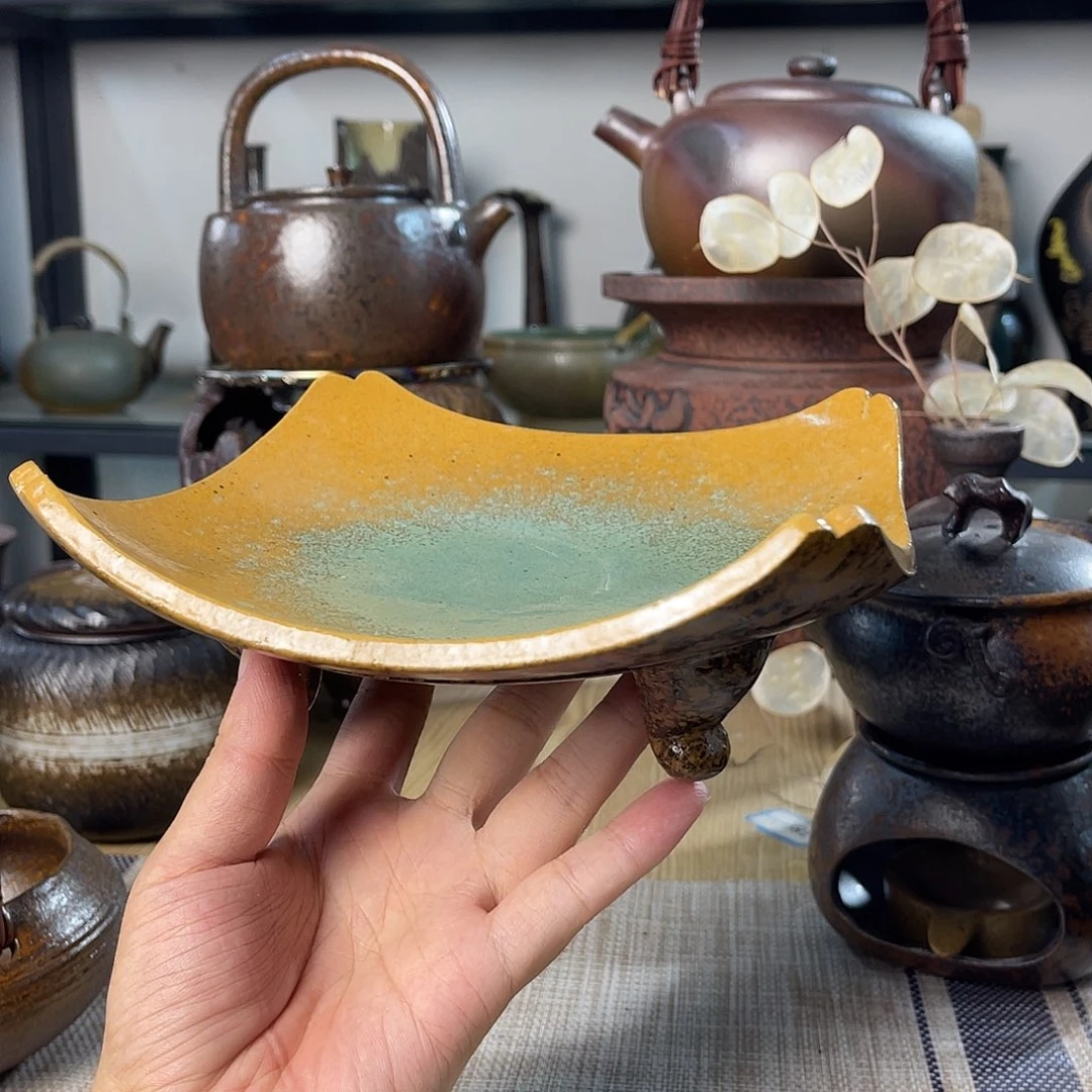 碟紫砂粗陶实用茶盘