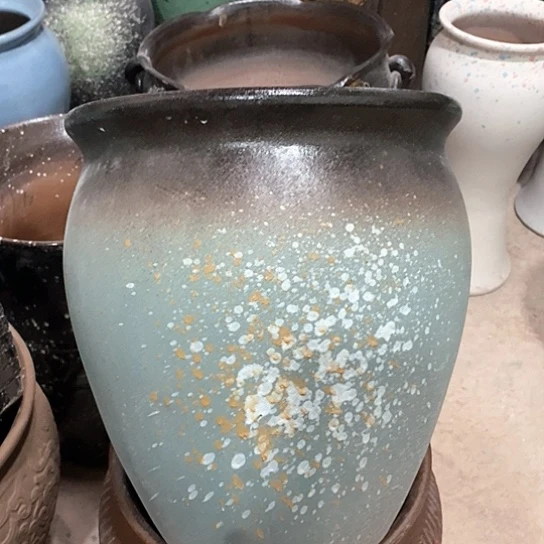 紫砂花盆口27高度30绿泼墨