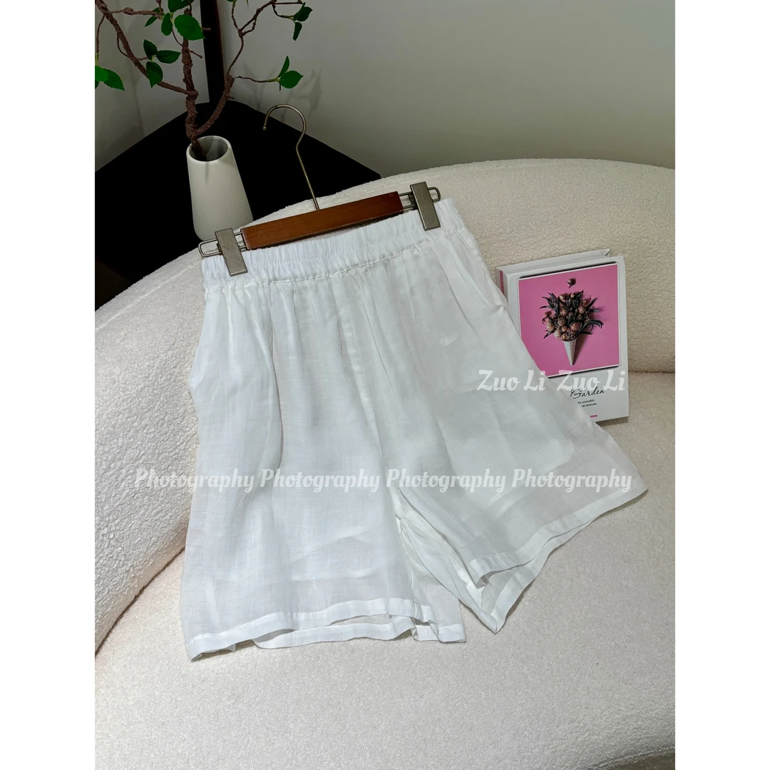 左篱原创【至简凉感】2025新款轻薄透气休闲复古苎麻短裤