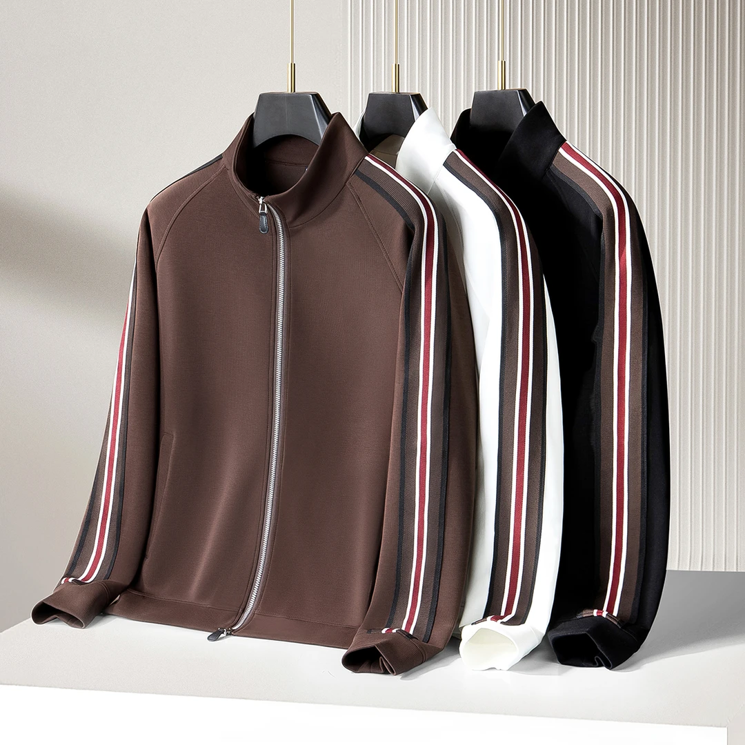 Mandsibil曼德西比利春秋男夹克外套帅气织带空气层太空棉男士