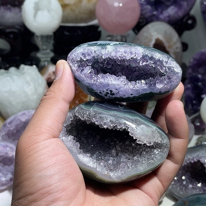 三***幸紫晶摆件未镶嵌珠宝半成品水晶未镶嵌