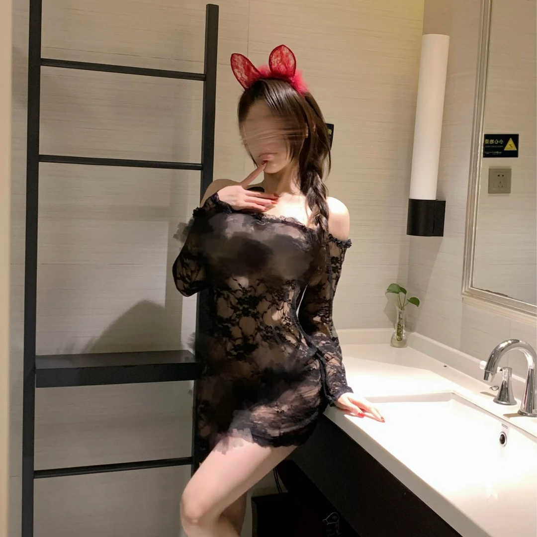 若隐若现*性感蕾丝镂空网纱包臀裙