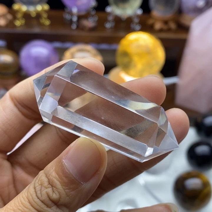 水晶摆件未镶嵌天然白水晶双尖