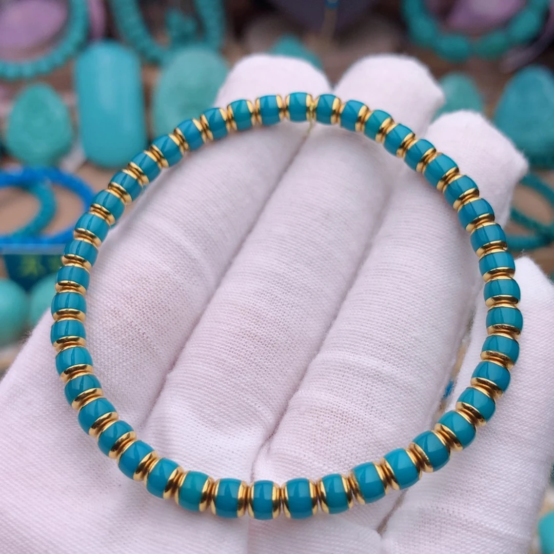 18K金镶嵌绿松石珠宝奇石4.7mm