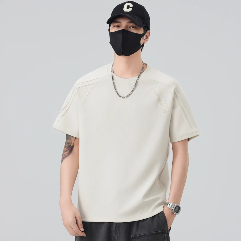 果冻棉重磅短袖t恤男士夏季2025新款圆领钢印运动休闲半袖体恤衫