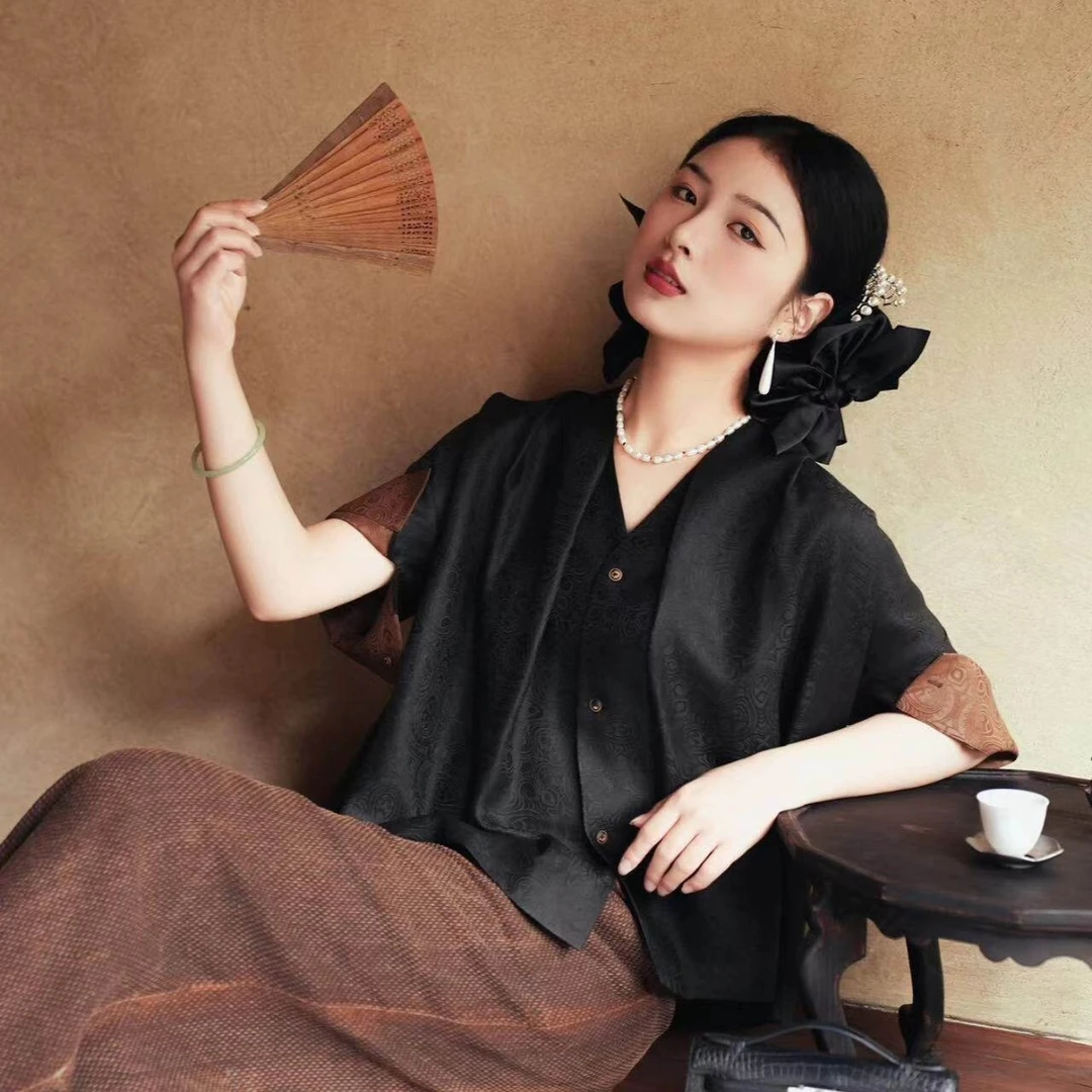 特惠归藏雅集中式油丝香云纱长裤