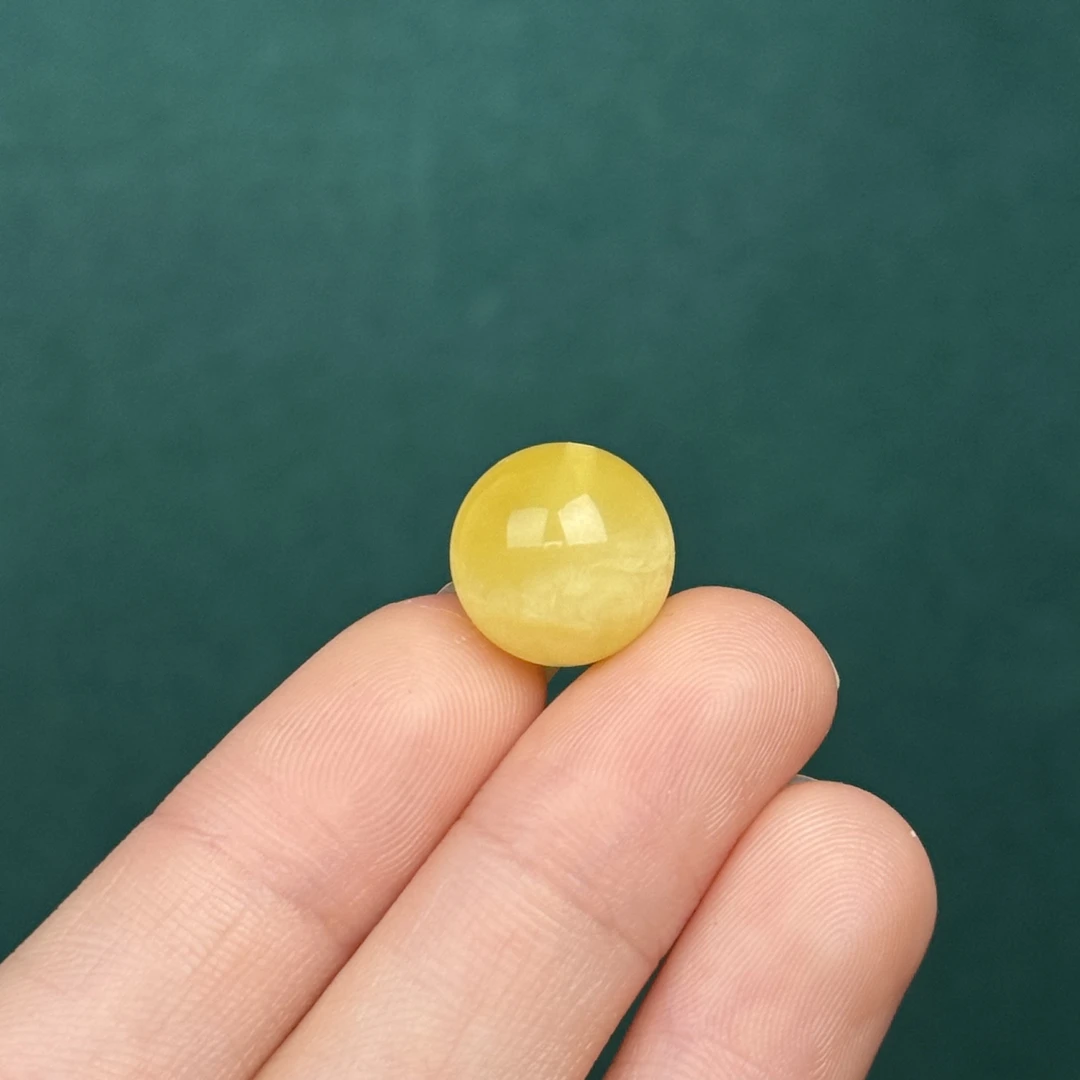 A4160天然原矿蜜蜡 满蜡鸡油黄圆珠13mm 支持鉴定假一罚十