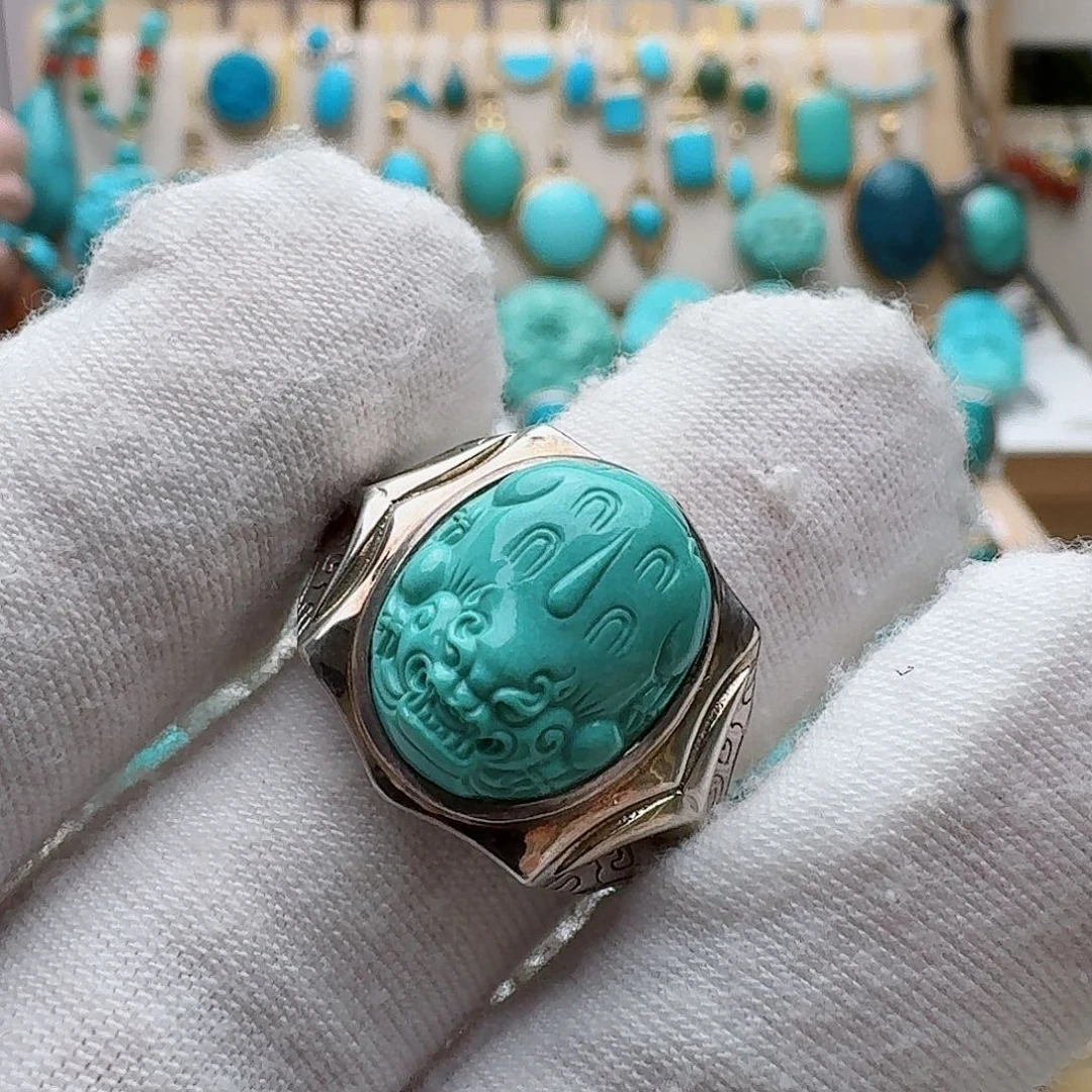 绿松石珠宝奇石银S925镶嵌