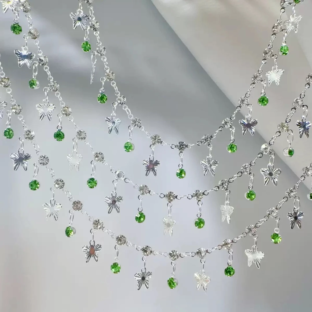 银绿色蝴蝶 编号62 百搭链条