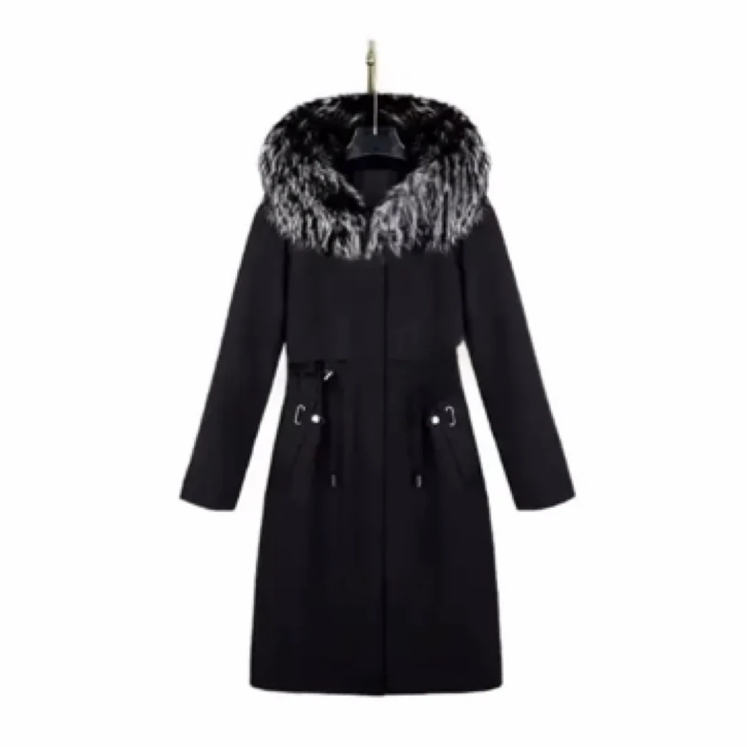 【新款若竹】2025新款加厚款纯色女兔毛内胆派克服女士冬季抗寒保暖